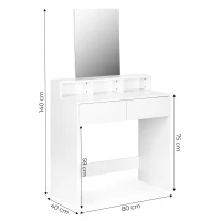 ModernHome PWJJDT0070 Velký moderní toaletní stolek se zrcadlem a zásuvkami, bílý