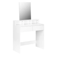 ModernHome PWJJDT0070 Velký moderní toaletní stolek se zrcadlem a zásuvkami, bílý