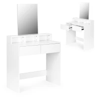 ModernHome PWJJDT0070 Velký moderní toaletní stolek se zrcadlem a zásuvkami, bílý