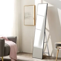 ModernHome GH-MT08 Stojací zrcadlo 159 x 40 cm, hliník, černý rám