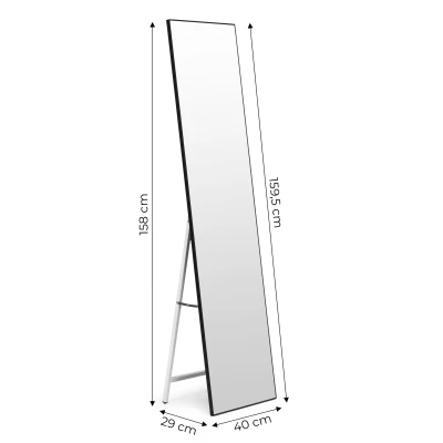 ModernHome GH-MT08 Stojací zrcadlo 159 x 40 cm, hliník, černý rám
