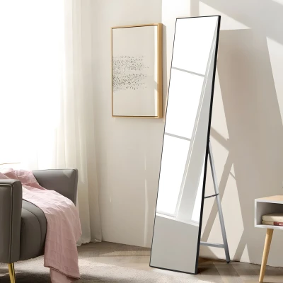 ModernHome GH-MT08 Stojací zrcadlo 159 x 40 cm, hliník, černý rám