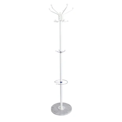 ModernHome GH-8014 Stojací věšák na oblečení a deštníky, mramorová základna, bílý