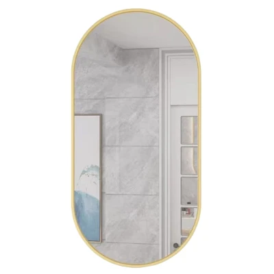 ModernHome 15419 Oválné nástěnné zrcadlo 100 x 50 cm, zlatý rám