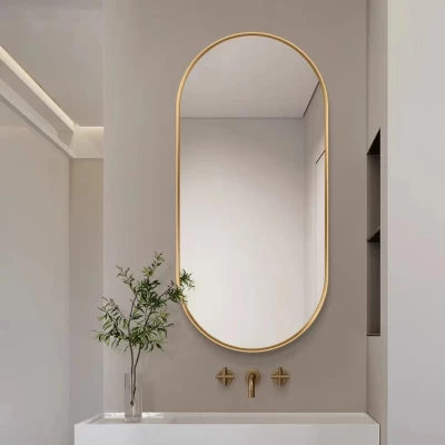 ModernHome 15419 Oválné nástěnné zrcadlo 100 x 50 cm, zlatý rám