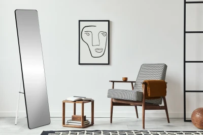 ModernHome GH-MM730 Stojacie obdĺžnikové zrkadlo, úzky rám, 148 × 38,5 cm