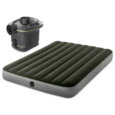Intex 64778 Nafukovací matrace s elektrickou pumpou 191×137×25 cm, zelená