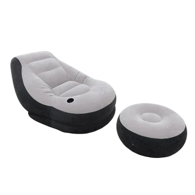 Intex 68564 Velurové křeslo s podnožkou 130 x 99 x 76 cm, černo-šedé
