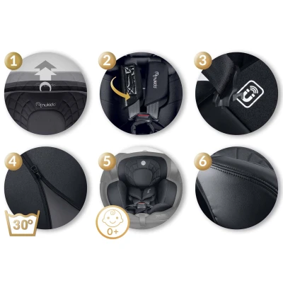 Nukido 710120 Autosedačka Aero Line ISOFIX, i-Size 40-150 cm, 0-12 let, černá