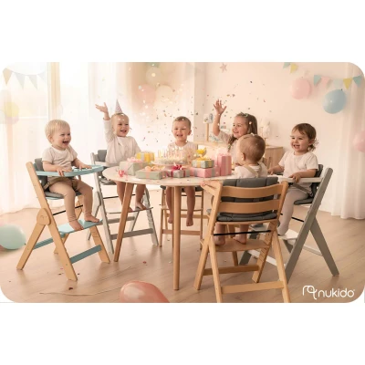 Nukido 703001 Dřevěná jídelní židlička Nelo 45 × 40 × 78 cm, šedá