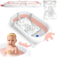 Ricokids RK-280 Cestovní vanička pro miminka s polštářkem, bílo-růžová