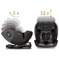 Nukido 710100 Autosedačka Prestige Line ISOFIX, i-Size 40-150 cm, 0-36 kg, černo-šedá
