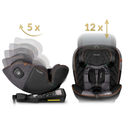 Nukido 710100 Autosedačka Prestige Line ISOFIX, i-Size 40-150 cm, 0-36 kg, černo-šedá