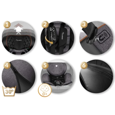 Nukido 710100 Autosedačka Prestige Line ISOFIX, i-Size 40-150 cm, 0-36 kg, černo-šedá