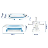Ricokids RK-287 Skládací dětská vanička s termometrem a vložkou, bílo-modrá