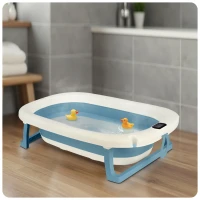 Ricokids RK-287 Skládací dětská vanička s termometrem a vložkou, bílo-modrá