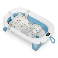 Ricokids RK-287 Skládací dětská vanička s termometrem a vložkou, bílo-modrá