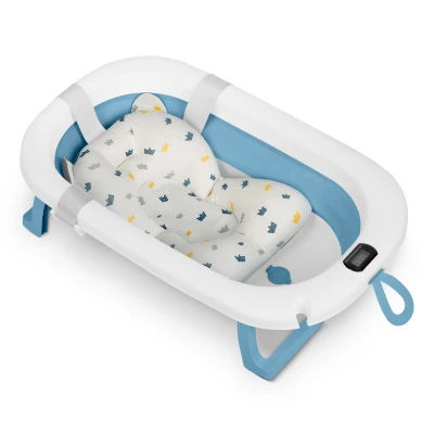 Ricokids RK-287 Skládací dětská vanička s termometrem a vložkou, bílo-modrá