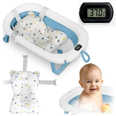 Ricokids RK-287 Skládací dětská vanička s termometrem a vložkou, bílo-modrá