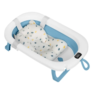 Ricokids RK-287 Skládací dětská vanička s termometrem a vložkou, bílo-modrá