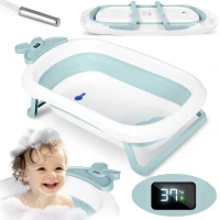 Ricokids RK-282 Cestovní vanička pro miminka s LCD teploměrem, bílo-modrá