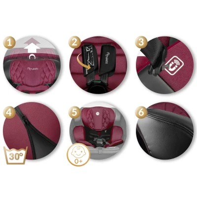 Autosedačka Nukido 710102 Prestige Line ISOFIX, i-Size 40-150 cm, 0-36 kg, čierna a ružová 