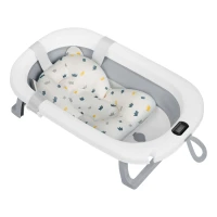 Ricokids RK-287 Skladacie detské vanička s teplomerom a vložkou, bielo-sivá