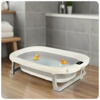 Ricokids RK-287 Skladacie detské vanička s teplomerom a vložkou, bielo-sivá