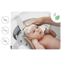 Ricokids RK-287 Skladacie detské vanička s teplomerom a vložkou, bielo-sivá
