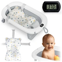 Ricokids RK-287 Skladacie detské vanička s teplomerom a vložkou, bielo-sivá