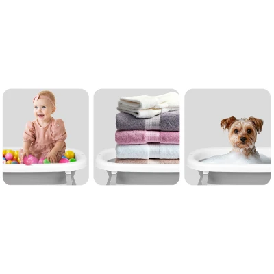 Ricokids RK-287 Skladacie detské vanička s teplomerom a vložkou, bielo-sivá