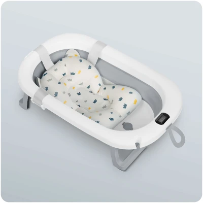 Ricokids RK-287 Skladacie detské vanička s teplomerom a vložkou, bielo-sivá