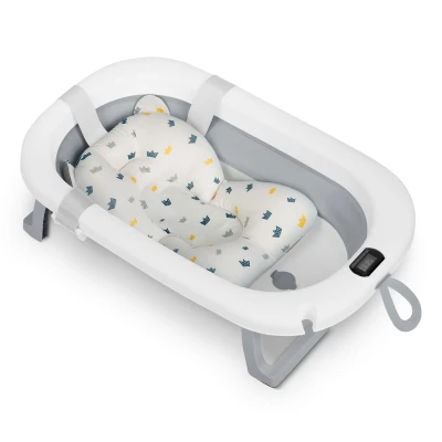 Ricokids RK-287 Skladacie detské vanička s teplomerom a vložkou, bielo-sivá