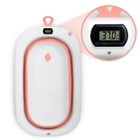 Ricokids RK-287 Skládací dětská vanička se stojanem, teploměrem a vložkou, bílo-růžová