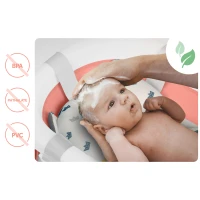 Ricokids RK-287 Skládací dětská vanička se stojanem, teploměrem a vložkou, bílo-růžová