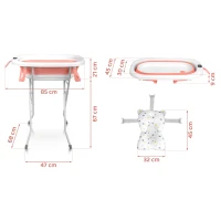 Ricokids RK-287 Skládací dětská vanička se stojanem, teploměrem a vložkou, bílo-růžová