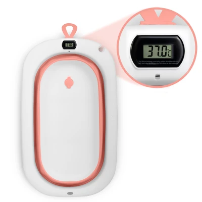 Ricokids RK-287 Skládací dětská vanička se stojanem, teploměrem a vložkou, bílo-růžová
