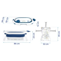 Ricokids RK-286 Skladacie detské vanička s vložkou, biela a modrá