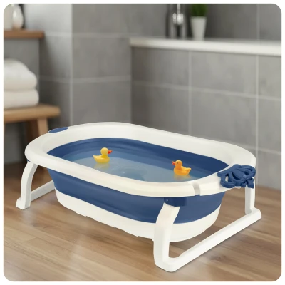 Ricokids RK-286 Skladacie detské vanička s vložkou, biela a modrá