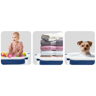 Ricokids RK-286 Skladacie detské vanička s vložkou, biela a modrá