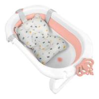 Ricokids RK-286 Skládací vanička pro děti s vložkou, bílo-růžová
