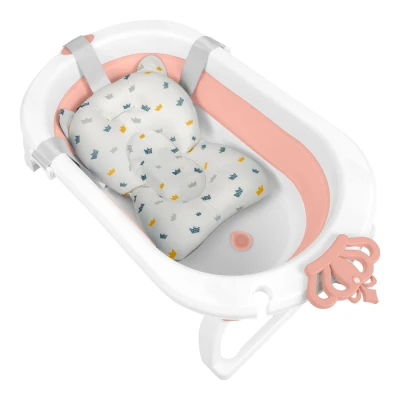 Ricokids RK-286 Skládací vanička pro děti s vložkou, bílo-růžová
