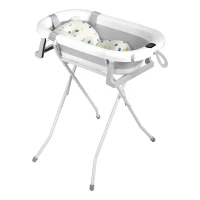 Ricokids RK-287 Skládací dětská vanička se stojanem, teploměrem a vložkou, bílo-šedá