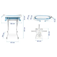 Ricokids RK-287 Skládací dětská vanička se stojanem, teploměrem a vložkou, bílo-modrá