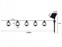 Verk 12406 Solární dekorační řetěz girlanda, 20 luceren, teplá bílá, 4,5 m
