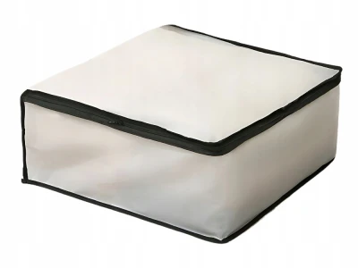 Verk 27376 Úložný organizér na ložní prádlo a textil 45x45x20 cm, bílo-černý