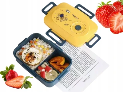 Verk 07326 Box na desiatu s priehradkami a príborom 1500 ml, modrý a žltý