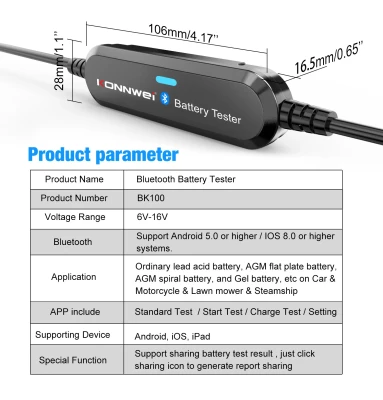 Konnwei BK100 Tester baterií 6 - 12 V