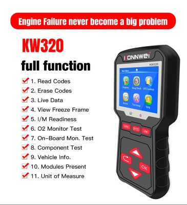 Konnwei KW320 Diagnostický meřič, skener OBD2