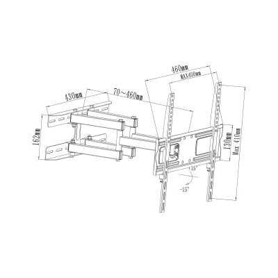 Cabletech UCH0217 Nástenný držiak pre televízory s uhlopriečkou 26-55", LPA52-09446, čierny